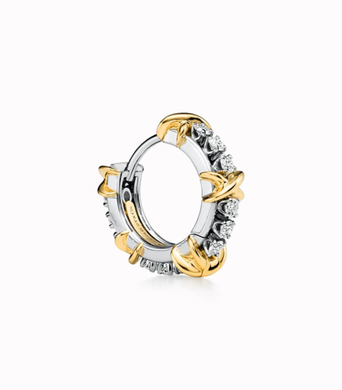 Six Gold Stone Narrow Earrings