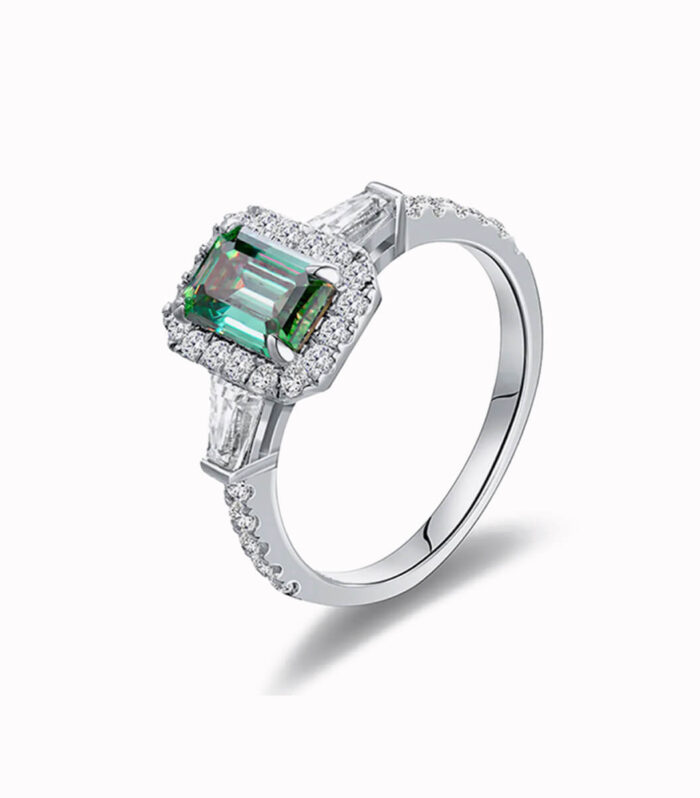 Oval Silver Diamond Engagement Ring